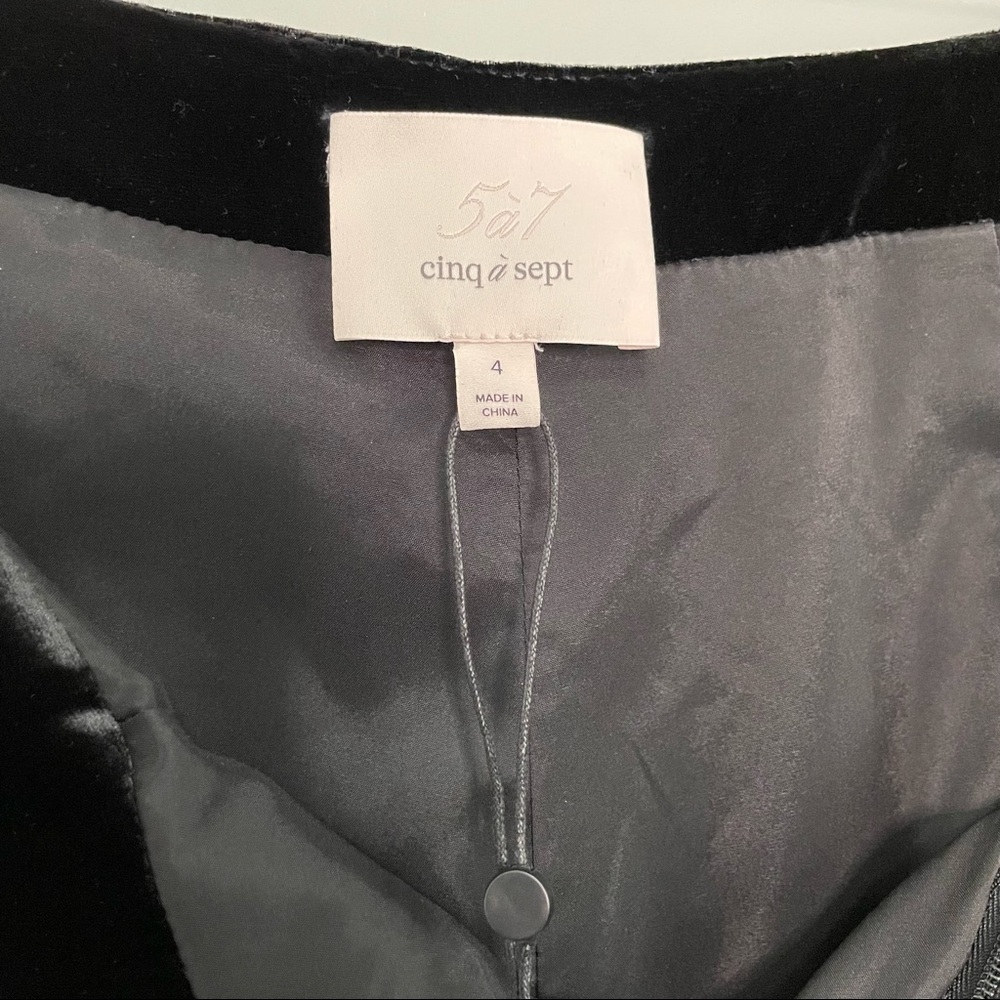 Cinq A Sept Lou Velvet Crop Flare Pants In Black With Ribbon Ties Size 4 - Picture 5 of 8